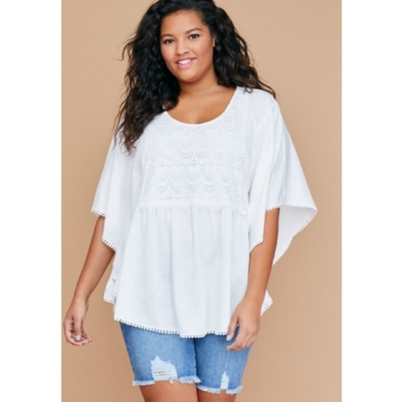 Lane Bryant Tops - Lane Bryant Embroidered Eyelet Kimono Top 1287